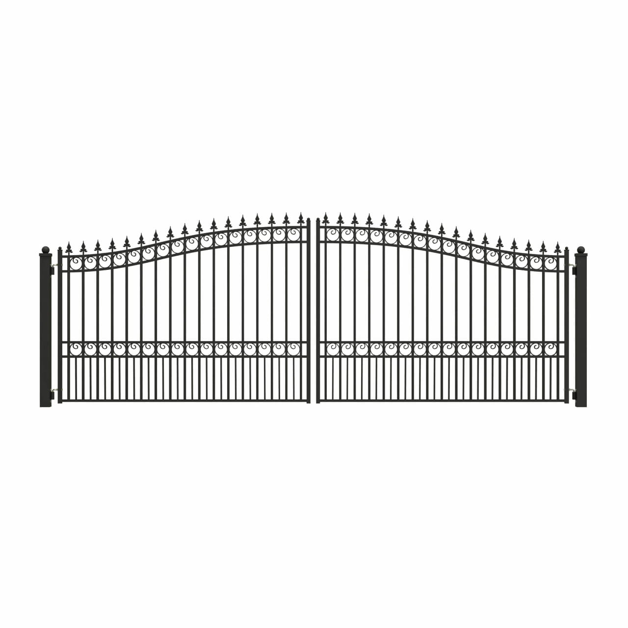 Aleko London Style 12'–18' Steel Dual Swing Driveway Gate – Black Galvanized