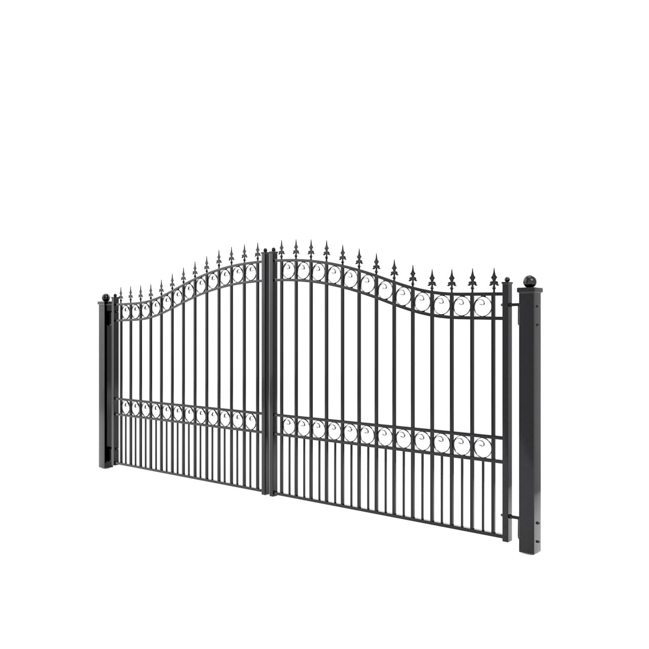 Aleko London Style 12'–18' Steel Dual Swing Driveway Gate – Black Galvanized