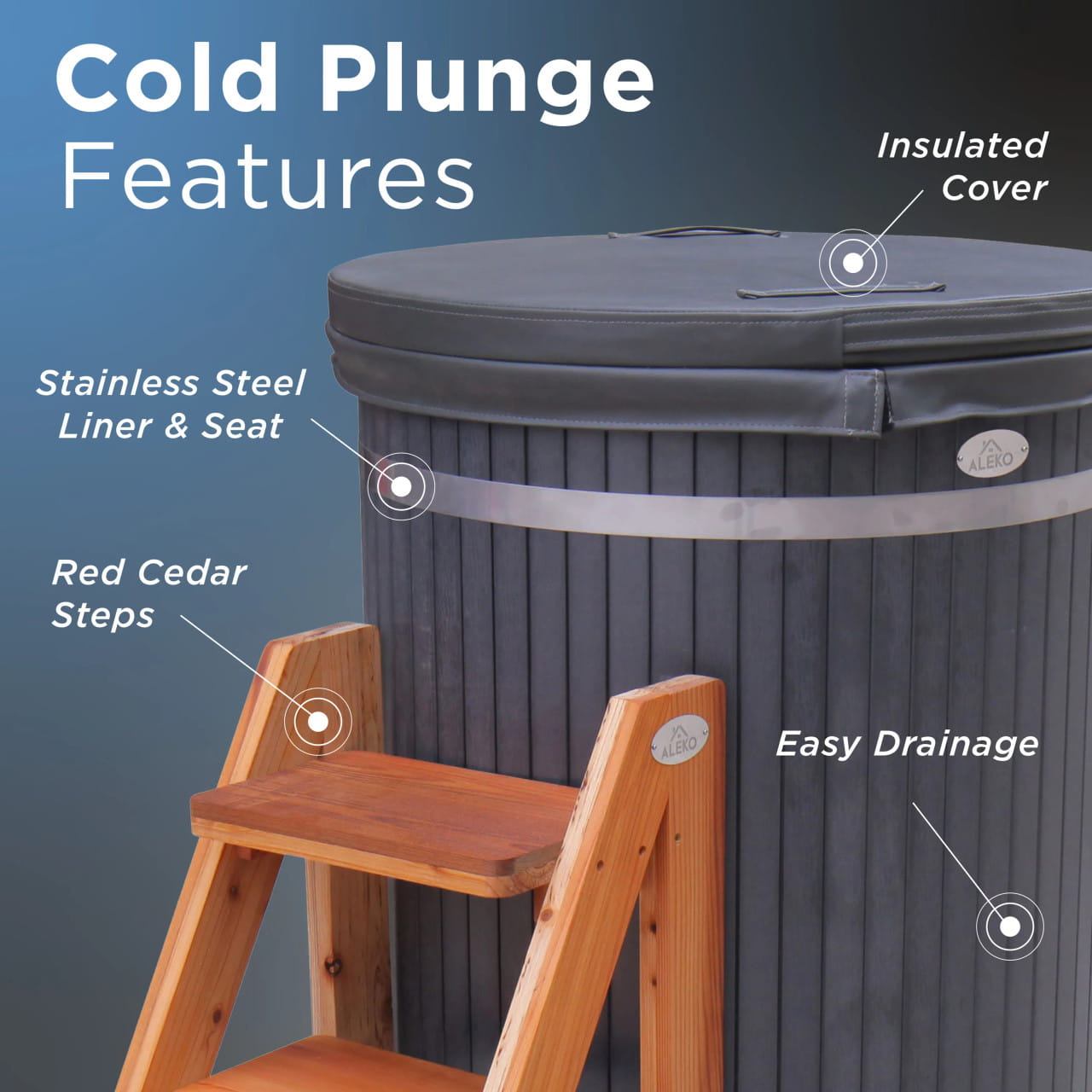 Lumina Cedar Ice Bath Outdoor Cold Plunge Tub – 118 Gallon