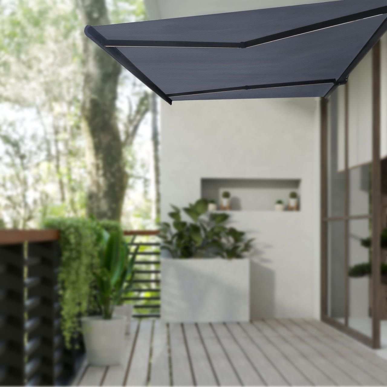 Motorized Full Cassette Patio Awning App & Remote – Italian 10'–20' Gray