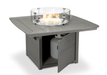 POLYWOOD Square 42-inch Fire Pit Table in slate grey recycled plastic with open propane tank storage compartment