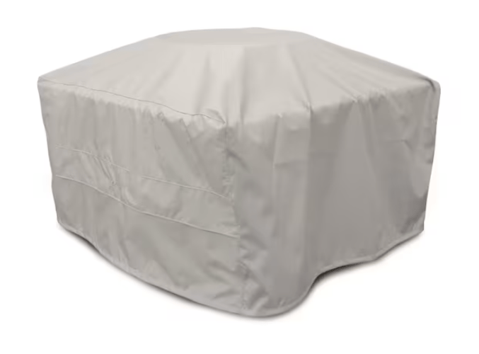 POLYWOOD Square Fire Pit Table protective cover in grey, weather-resistant outdoor furniture cover