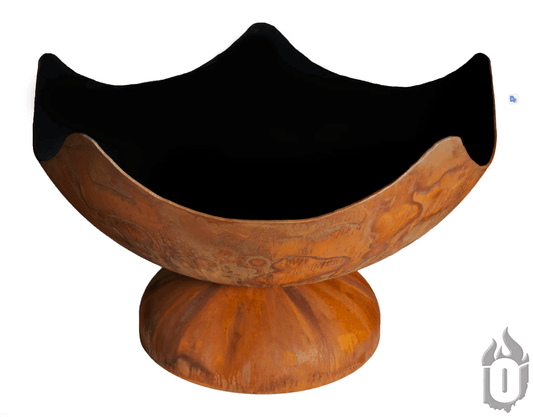 Ohio Flame Stellar fire bowl on a dome base, alternate angle studio product shot