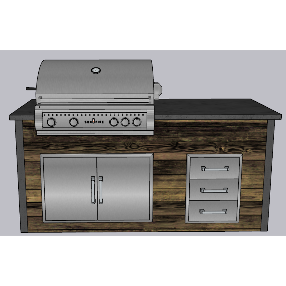 Outdoor Oasis Kitchen Kits 6ft Signature Grill Island - Outdoor BBQ Kitchen Station