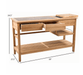 POVL Outdoor Calera teak buffet table dimensions 59 wide 21.5 deep 34.5 inches tall