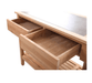 POVL Outdoor Calera teak buffet table close up open storage drawers and ceramic top detail