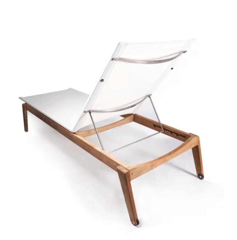 POVL Outdoor Menlo Teak Sling Chaise Lounge Set of 2 – Stackable, 6-Position Reclining