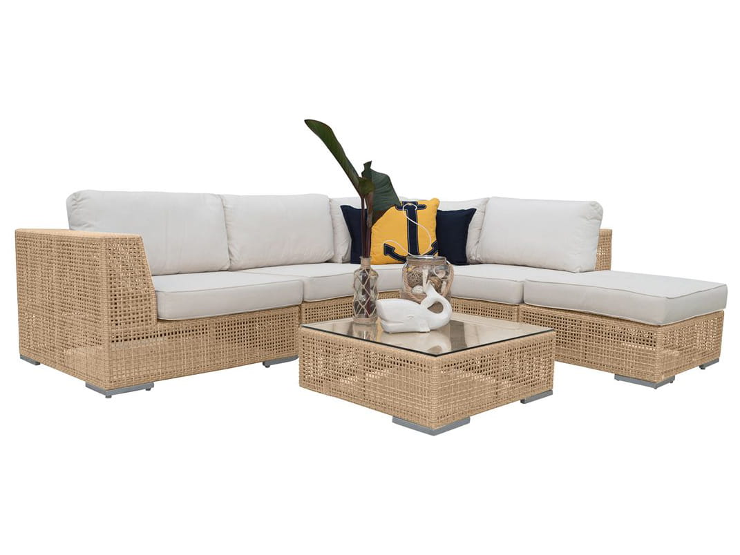 Panama Jack Austin 6-Piece Modular Sectional Set with Glass Table