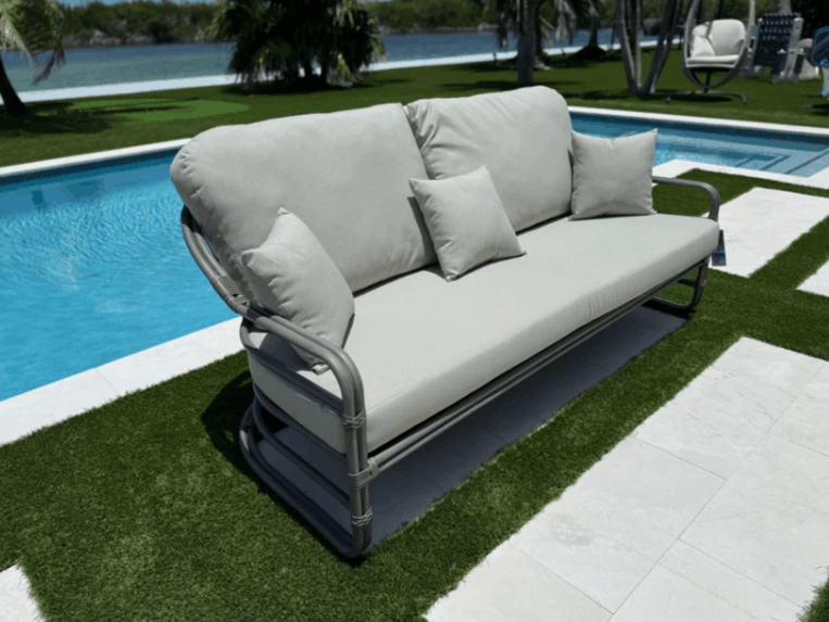 Panama Jack Dove 4-Piece Brushed Aluminum Seating Set with Cushions