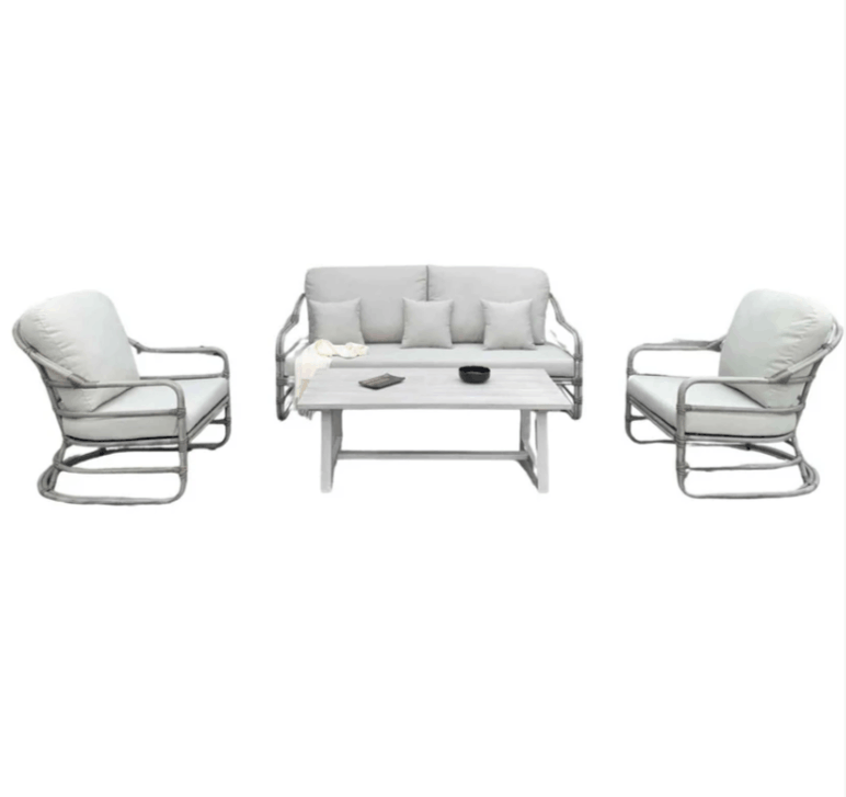 Panama Jack Dove 4-Piece Brushed Aluminum Seating Set with Cushions