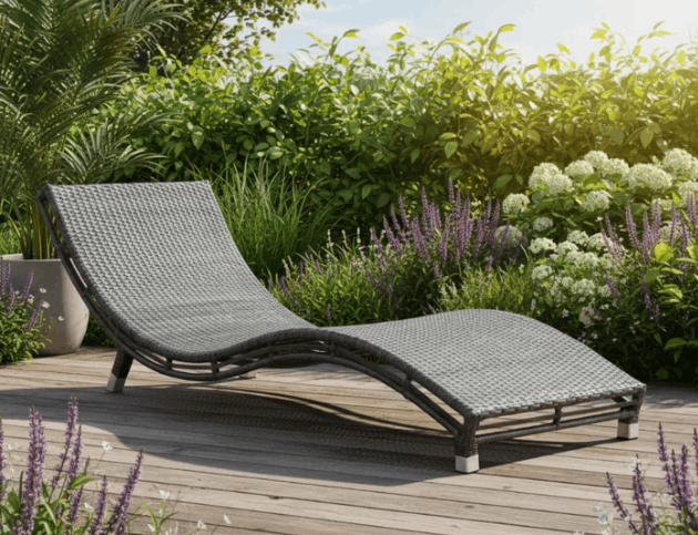 Panama Jack Graphite Aluminum Curve Chaise Lounge with Cushion
