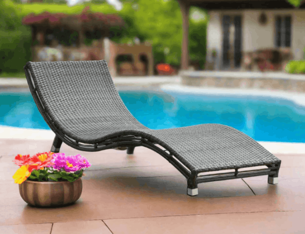 Panama Jack Graphite Aluminum Curve Chaise Lounge with Cushion