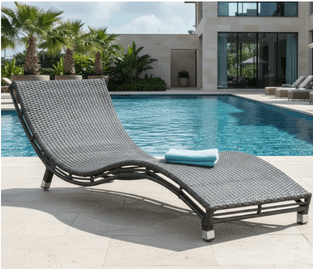 Panama Jack Graphite Aluminum Curve Chaise Lounge with Cushion