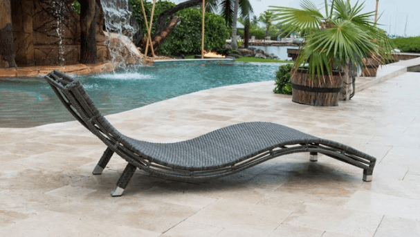 Panama Jack Graphite Aluminum Curve Chaise Lounge with Cushion