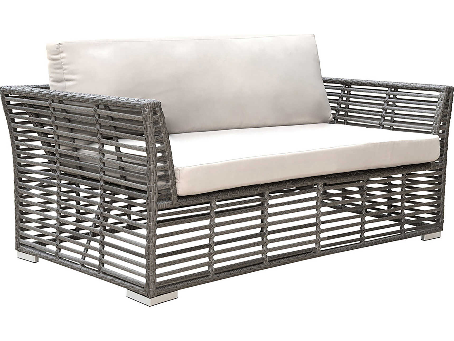 Panama Jack Graphite Hand-Woven Aluminum Loveseat with Cushions