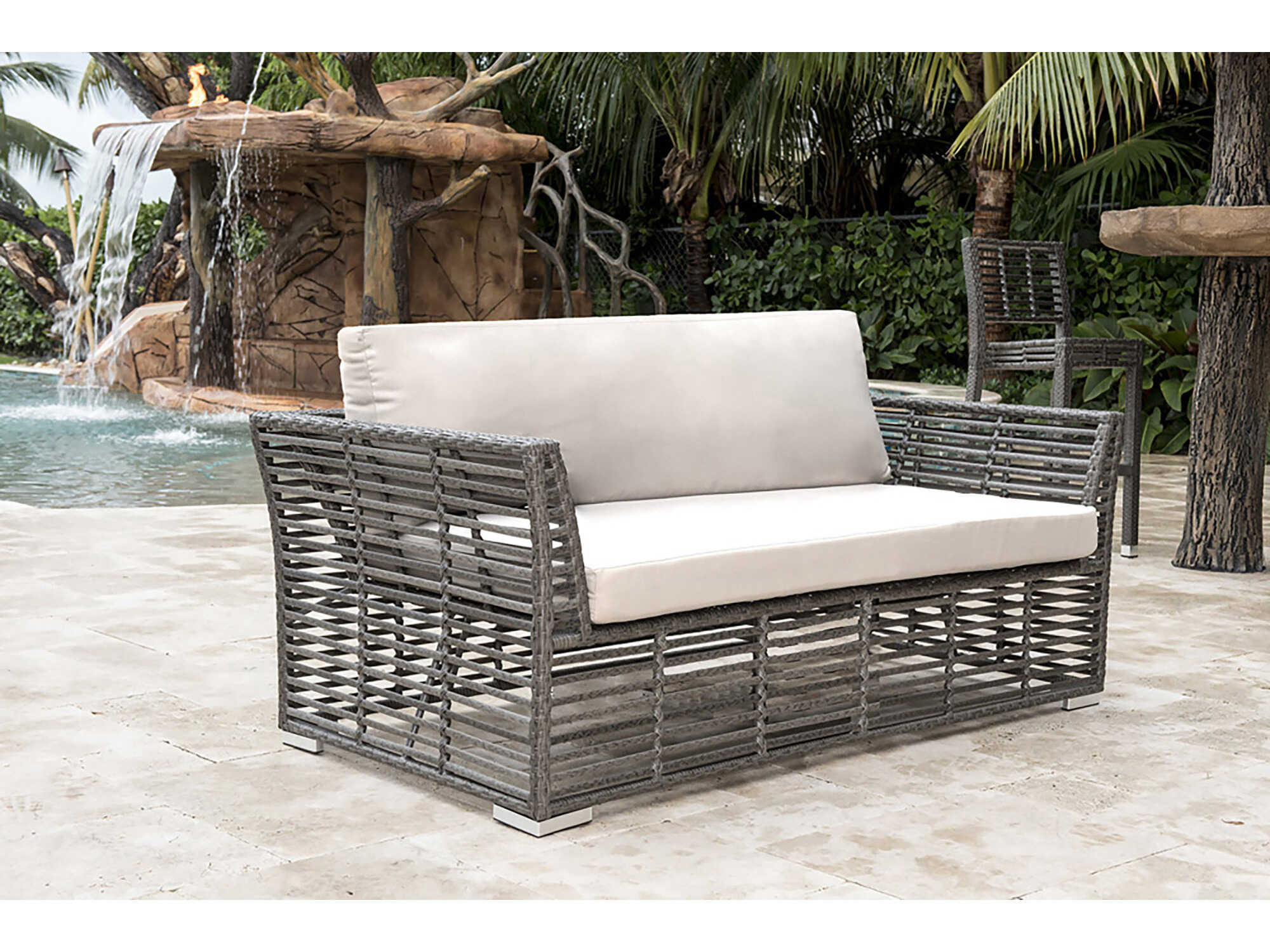 Panama Jack Graphite Hand-Woven Aluminum Loveseat with Cushions