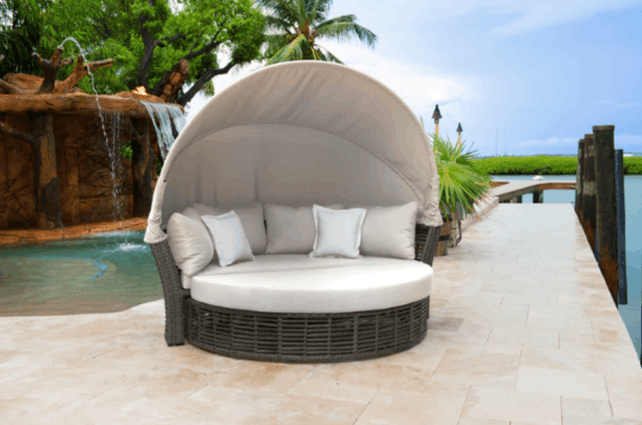 Panama Jack Graphite Retractable Canopy Daybed with Cushions