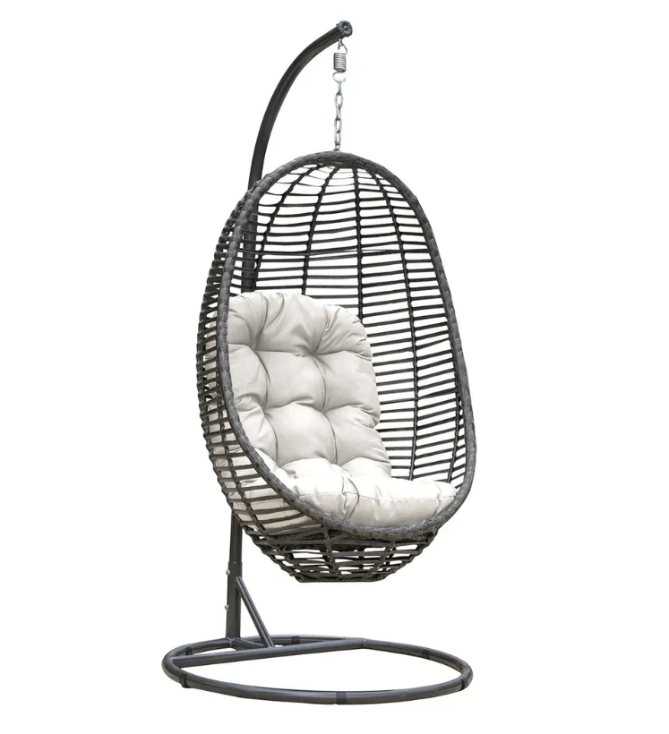 Panama Jack Graphite Woven Hanging Chair with Cushion