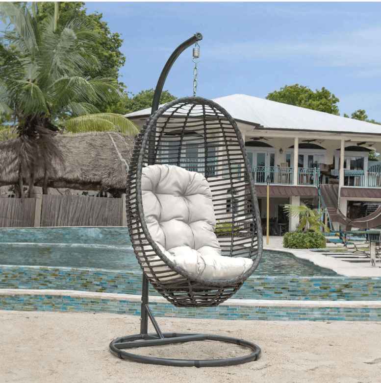 Panama Jack Graphite Woven Hanging Chair with Cushion