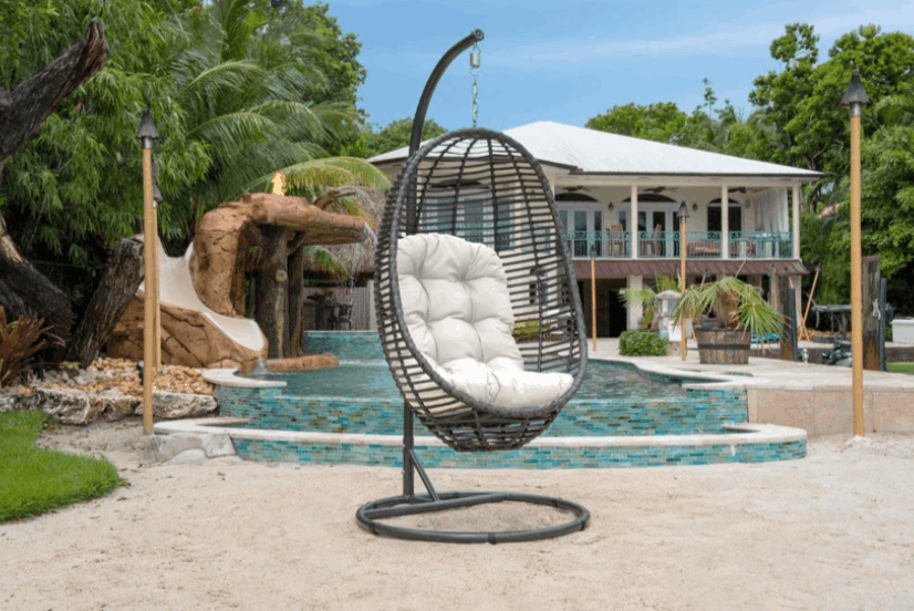 Panama Jack Graphite Woven Hanging Chair with Cushion