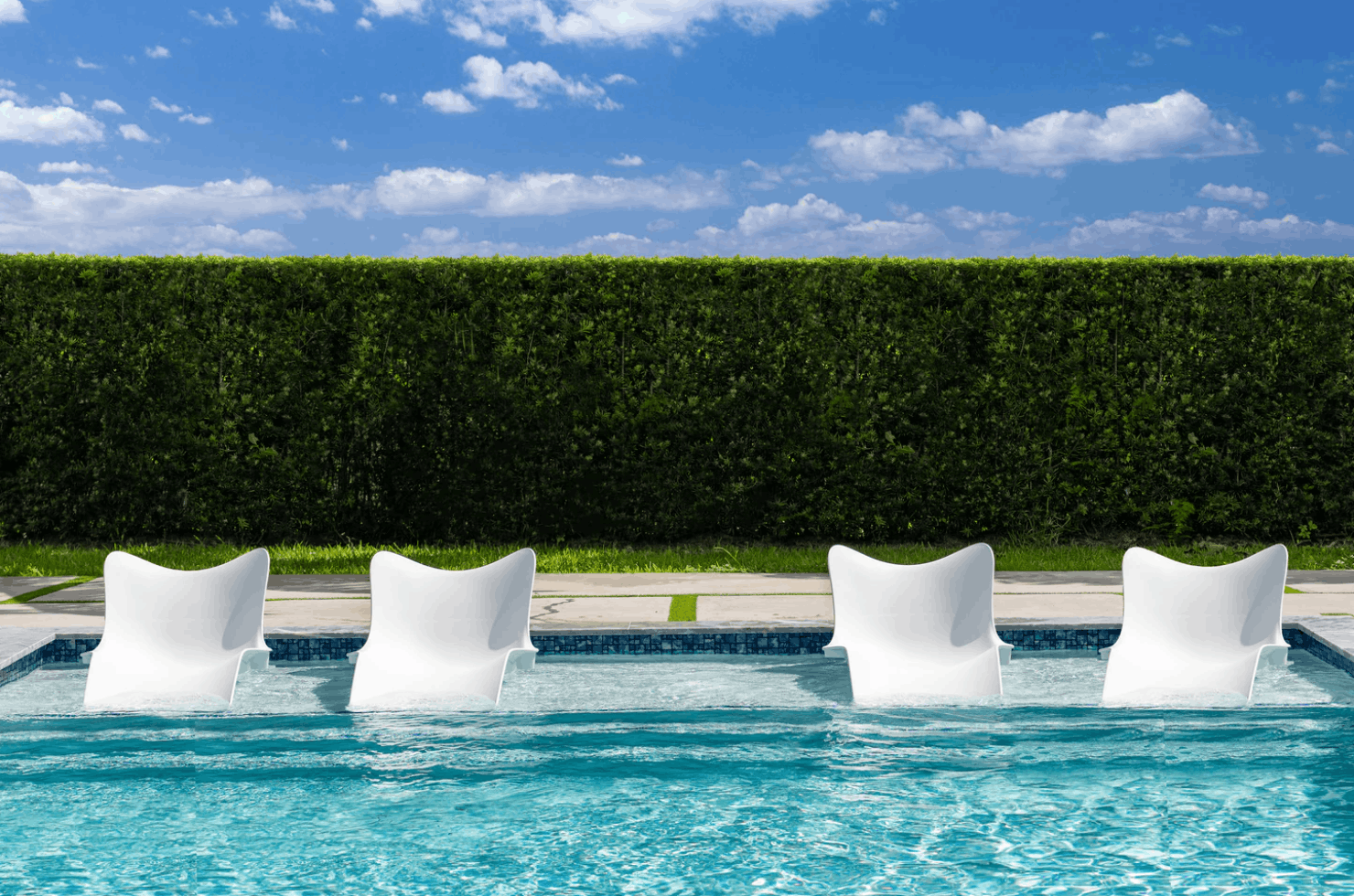 Panama Jack Wave In-Pool Chaise Lounger Set of 4 – Tanning Ledge Lounge Chairs