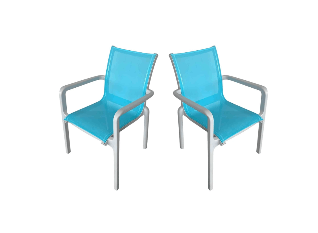 Panama Jack Abaco 9-Piece Outdoor Dining Set – Teal Sling Chairs