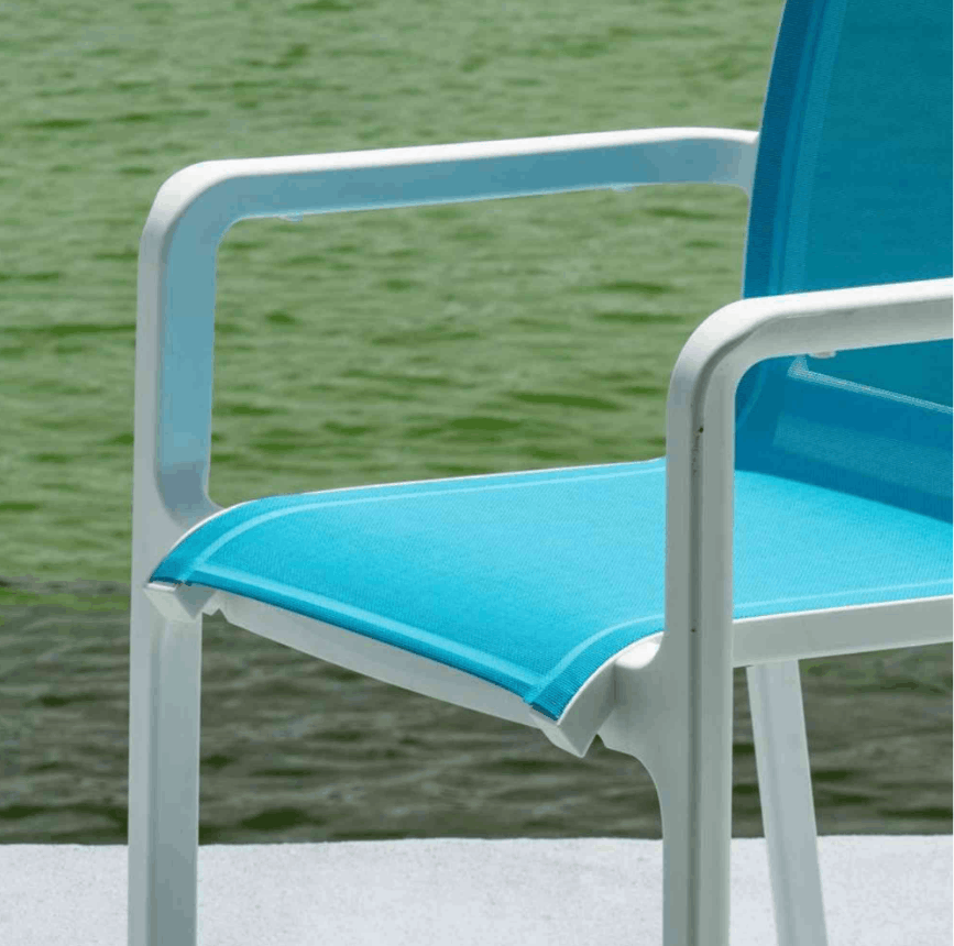 Panama Jack Abaco 9-Piece Outdoor Dining Set – Teal Sling Chairs