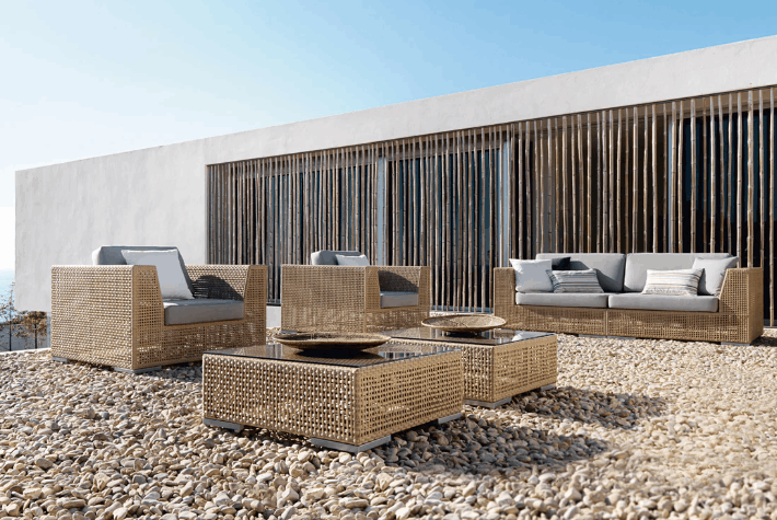 Panama Jack Austin 5-Piece Aluminum Seating Set with Glass Tables