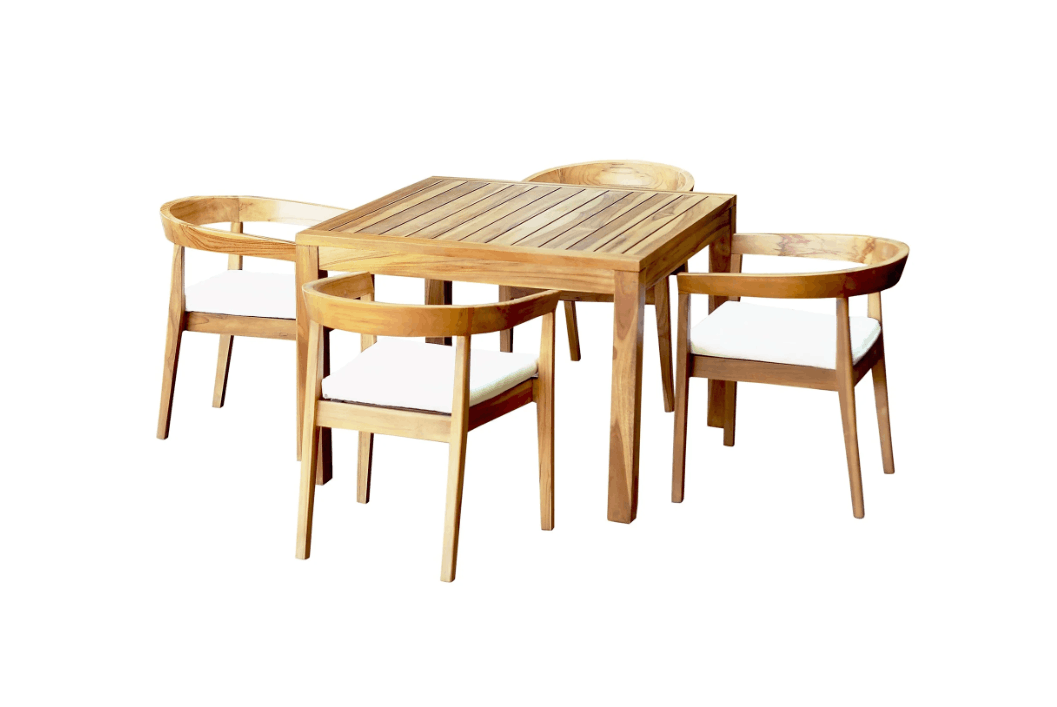 Panama Jack Bali Teak 5-Piece Square Dining Table with Cushions