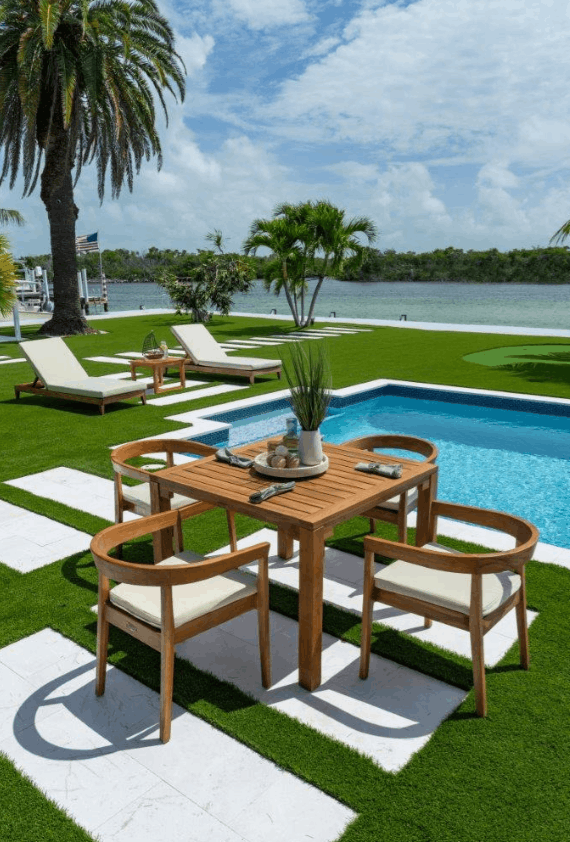Panama Jack Bali Teak 5-Piece Square Dining Table with Cushions