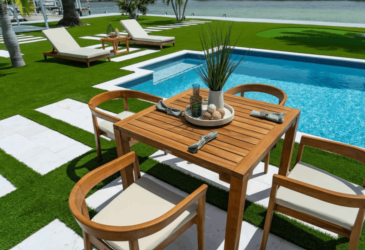 Panama Jack Bali Teak 5-Piece Square Dining Table with Cushions