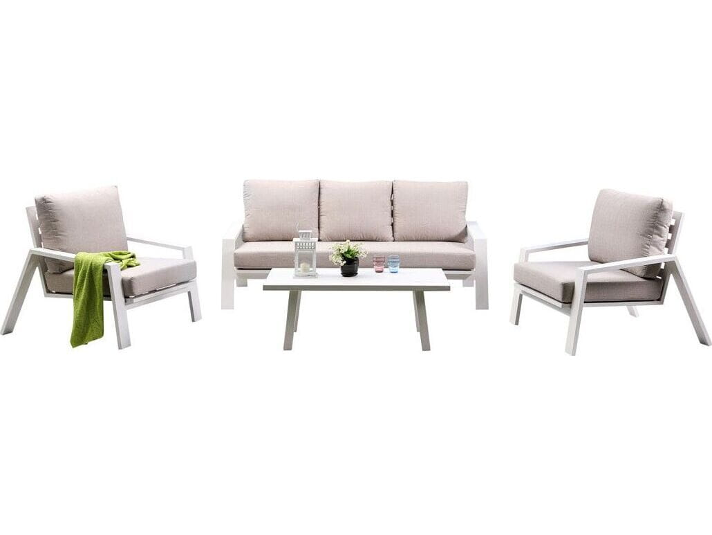 Panama Jack Mykonos 4-Piece White Aluminum Seating Set with Cushions