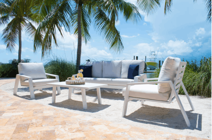 Panama Jack Mykonos 4-Piece White Aluminum Seating Set with Cushions