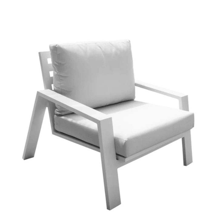 Panama Jack Mykonos 4-Piece White Aluminum Seating Set with Cushions