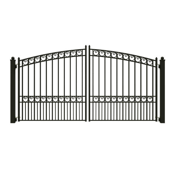 Paris Style Steel Dual Swing Driveway Gate – Black Galvanized 12'–18'