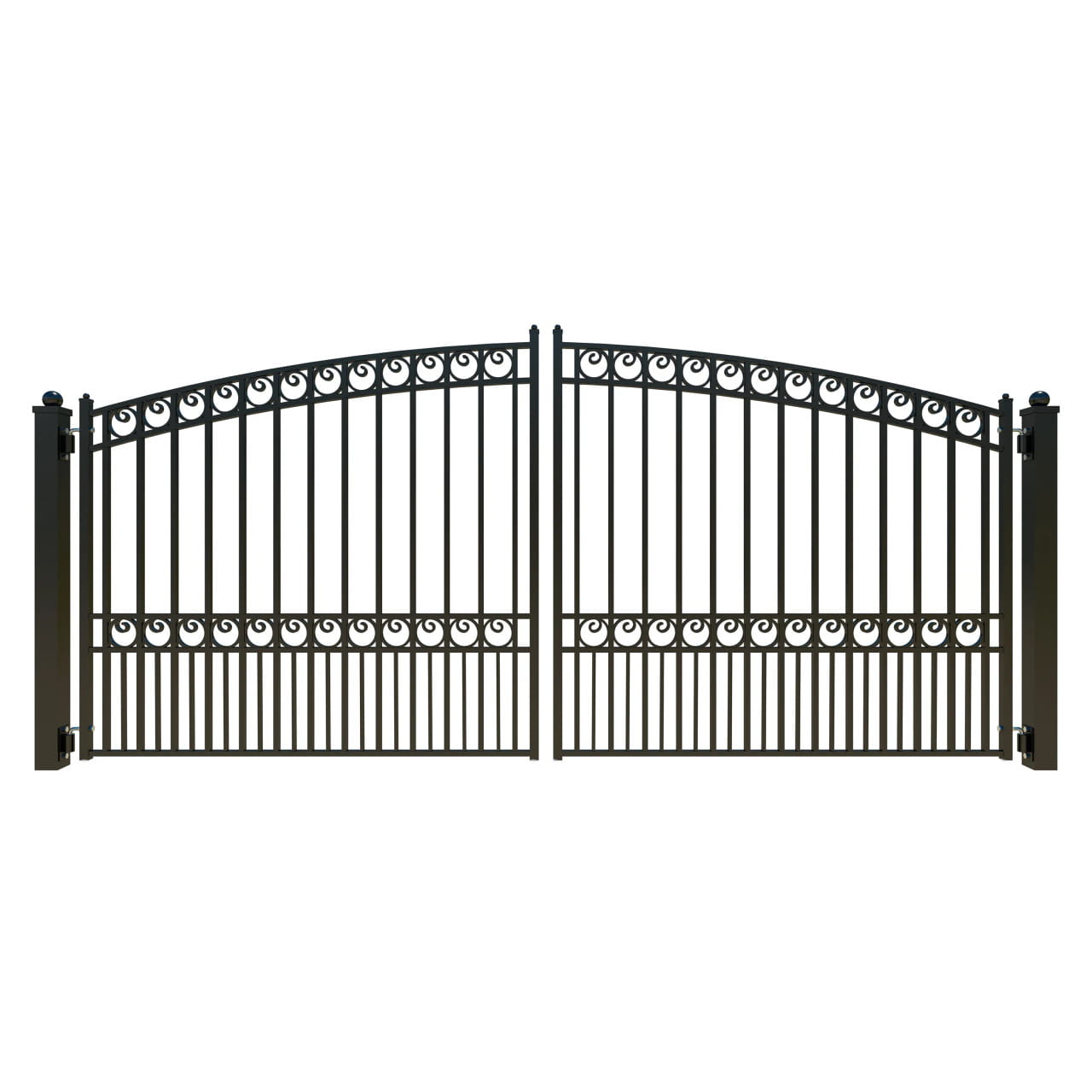 Paris Style Steel Dual Swing Driveway Gate – Black Galvanized 12'–18'