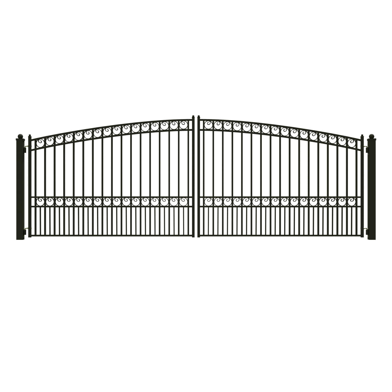 Paris Style Steel Dual Swing Driveway Gate – Black Galvanized 12'–18'