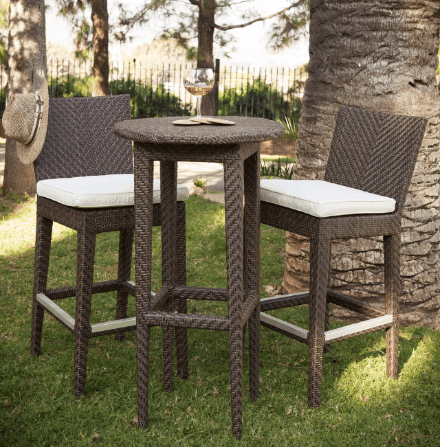 Pelican Reef Atlantis 3-Piece Aluminum Wicker Pub Set – Java Brown Barstools