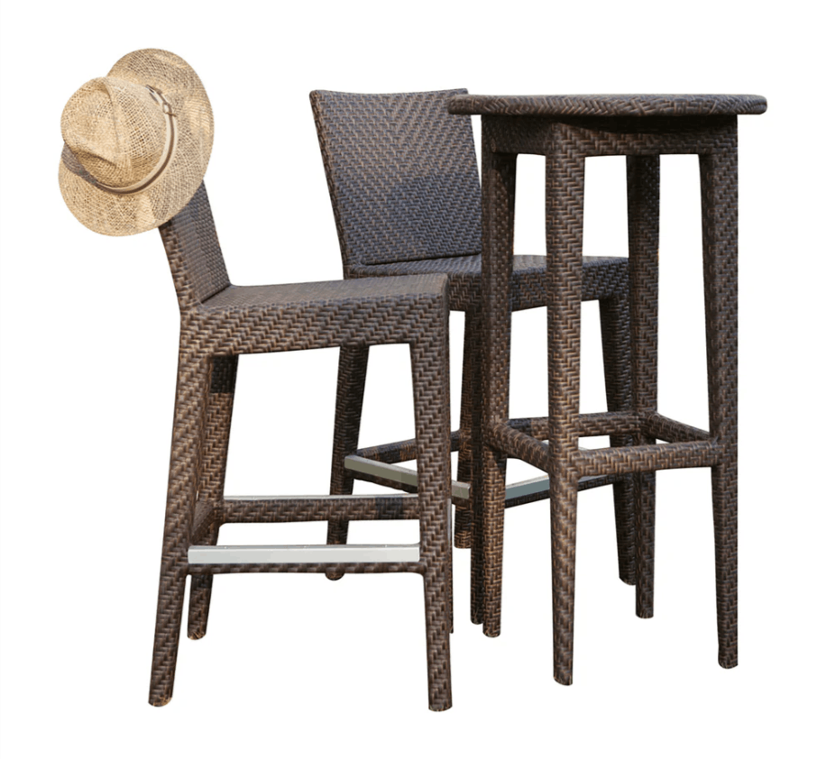 Pelican Reef Atlantis 3-Piece Aluminum Wicker Pub Set – Java Brown Barstools