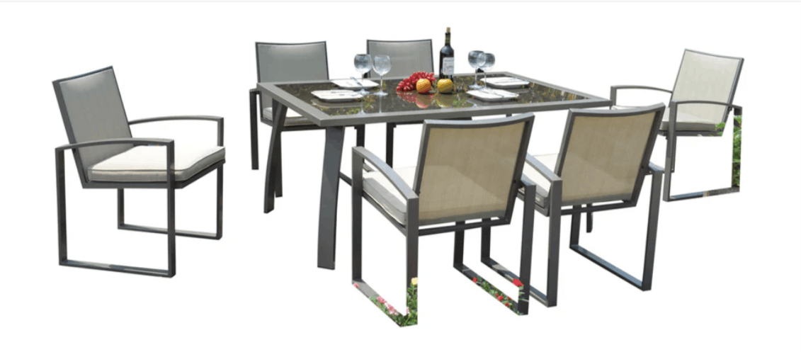 Pelican Reef Moldova 7-Piece Aluminum Dining Set –  with Glass Top