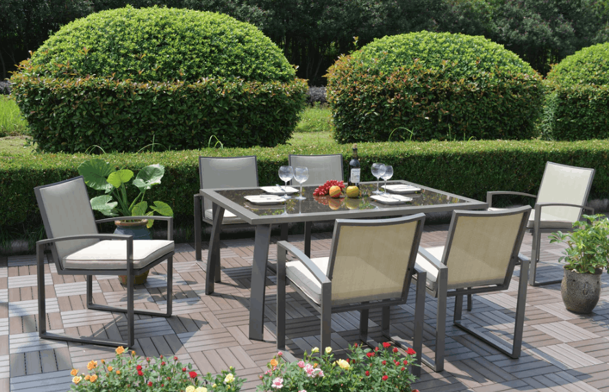 Pelican Reef Moldova 7-Piece Aluminum Dining Set –  with Glass Top