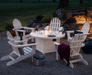 POLYWOOD Classic 6-Piece Folding Adirondack Chair Set with round fire pit table in white recycled plastic