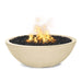 Beige fire pit with flames on a white background