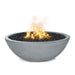 Gray fire pit with flames on a white background