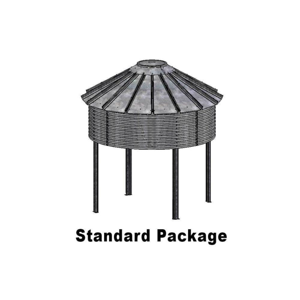 Sioux Steel grain bin gazebo standard package — structural diagram showing roof, wall sheets, and steel post design