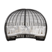 A black wicker outdoor daybed with a curved, dome-like structure and thick white cushions, shown against a plain white background.