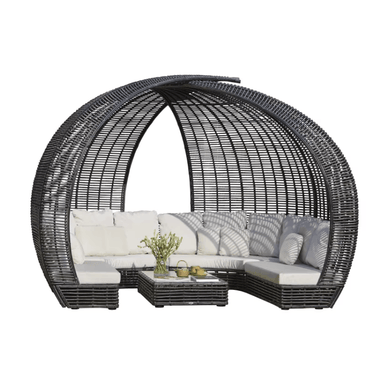 Skyline Design Sparta 136" Wicker Outdoor Lounge Set dome sectional white cushions seats 10
