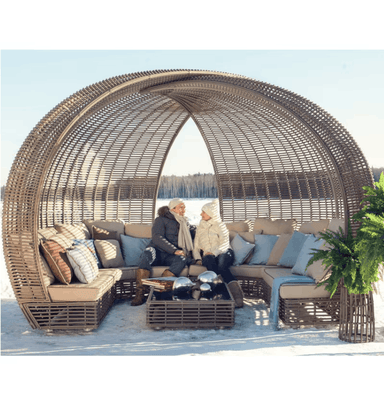 Skyline Design Sparta 136" Wicker Outdoor Lounge Set dome sectional beige cushions seats 10
