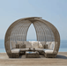 Skyline Design Sparta 136" Wicker Outdoor Lounge Set dome sectional natural tone poolside deck
