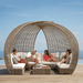 Skyline Design Sparta 136" Wicker Outdoor Lounge Set dome sectional natural tone seats 4 poolside